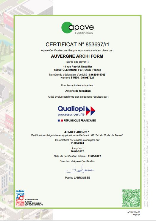 Renouvellement de notre certification QUALIOPI