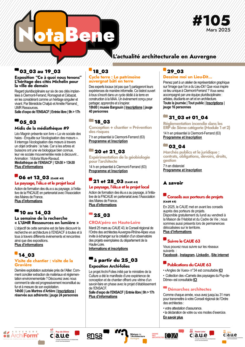 Nota Bene 105 du mois de mars 2025