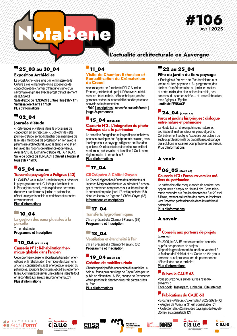 Nota Bene 105 du mois d'avril 2025