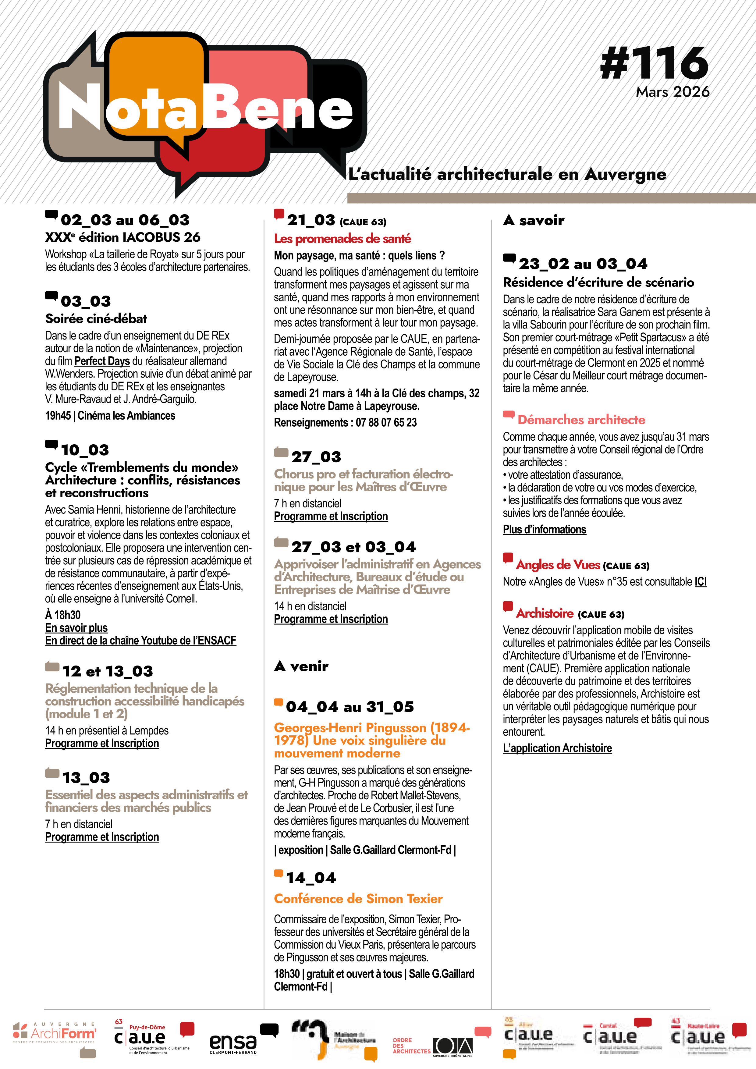 Nota Bene Numéro 116 du mois de Mars 2026