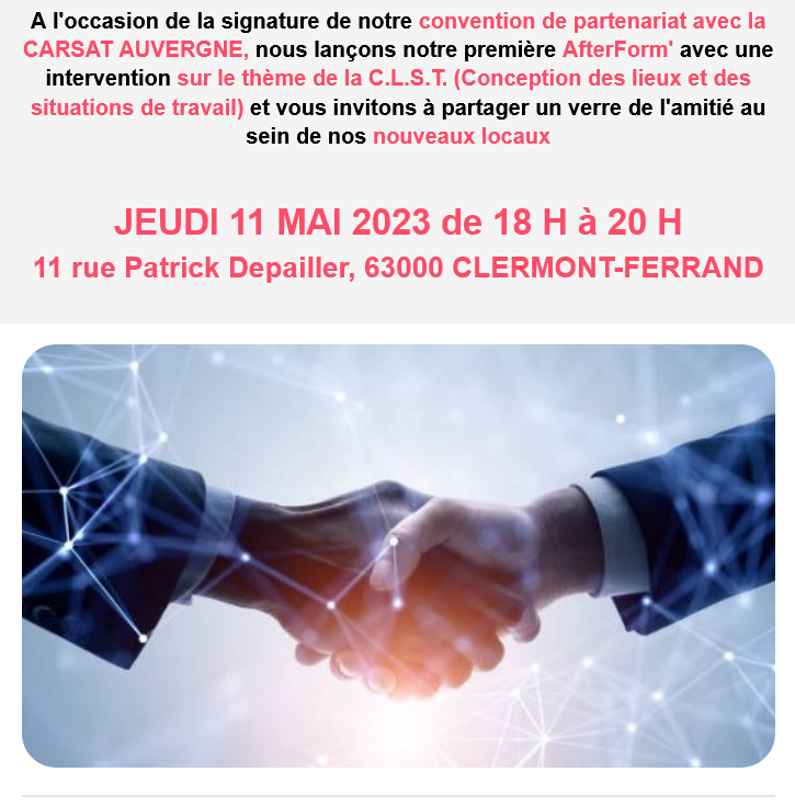Signature de notre convention avec la CARSAT AUVERGNE