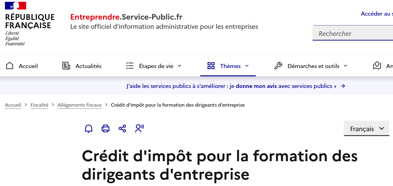 Credit d'impot dirigeants
